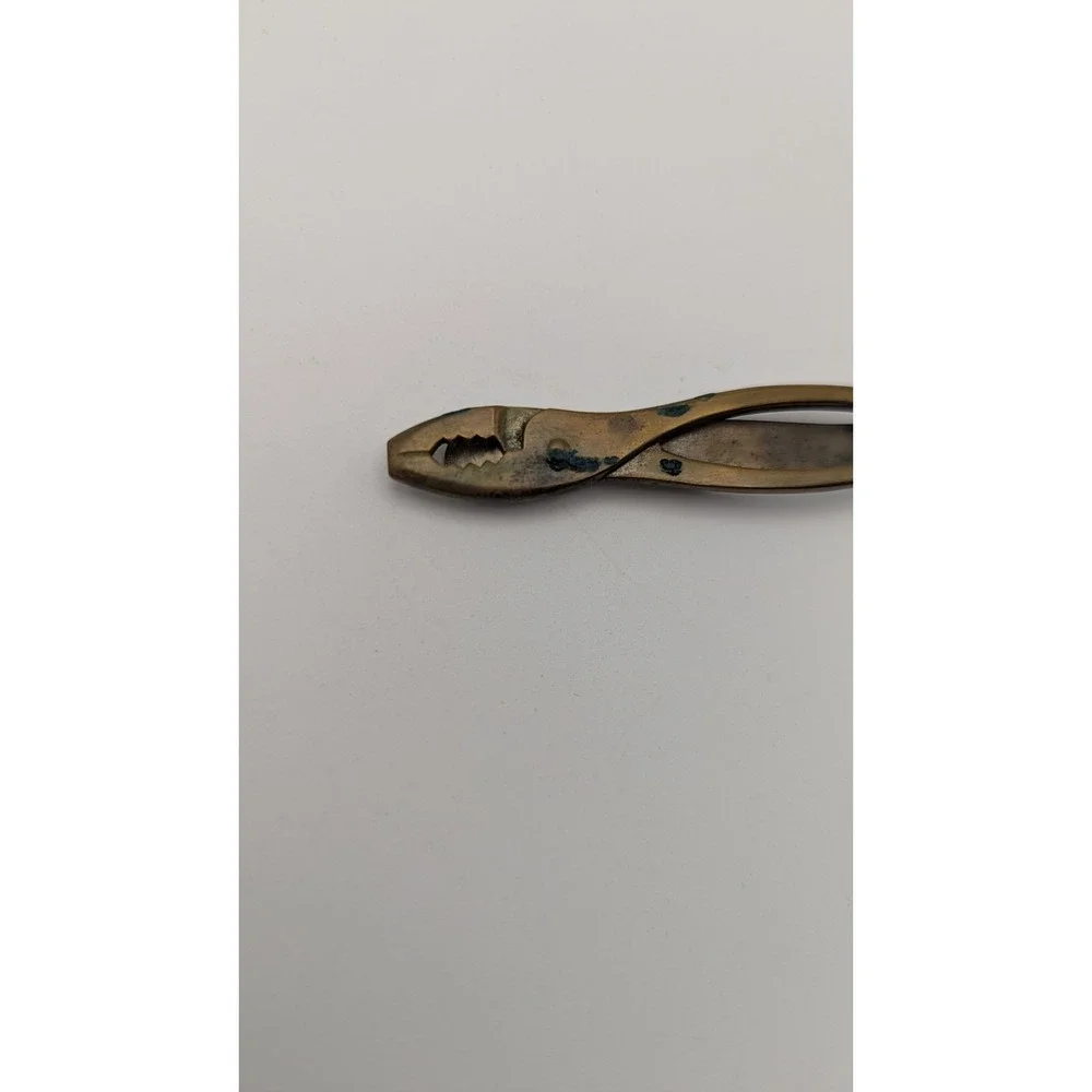 Vintage Brass Pliers Tie Clip Novelty Tool Shape Mens Accessory Industrial Style